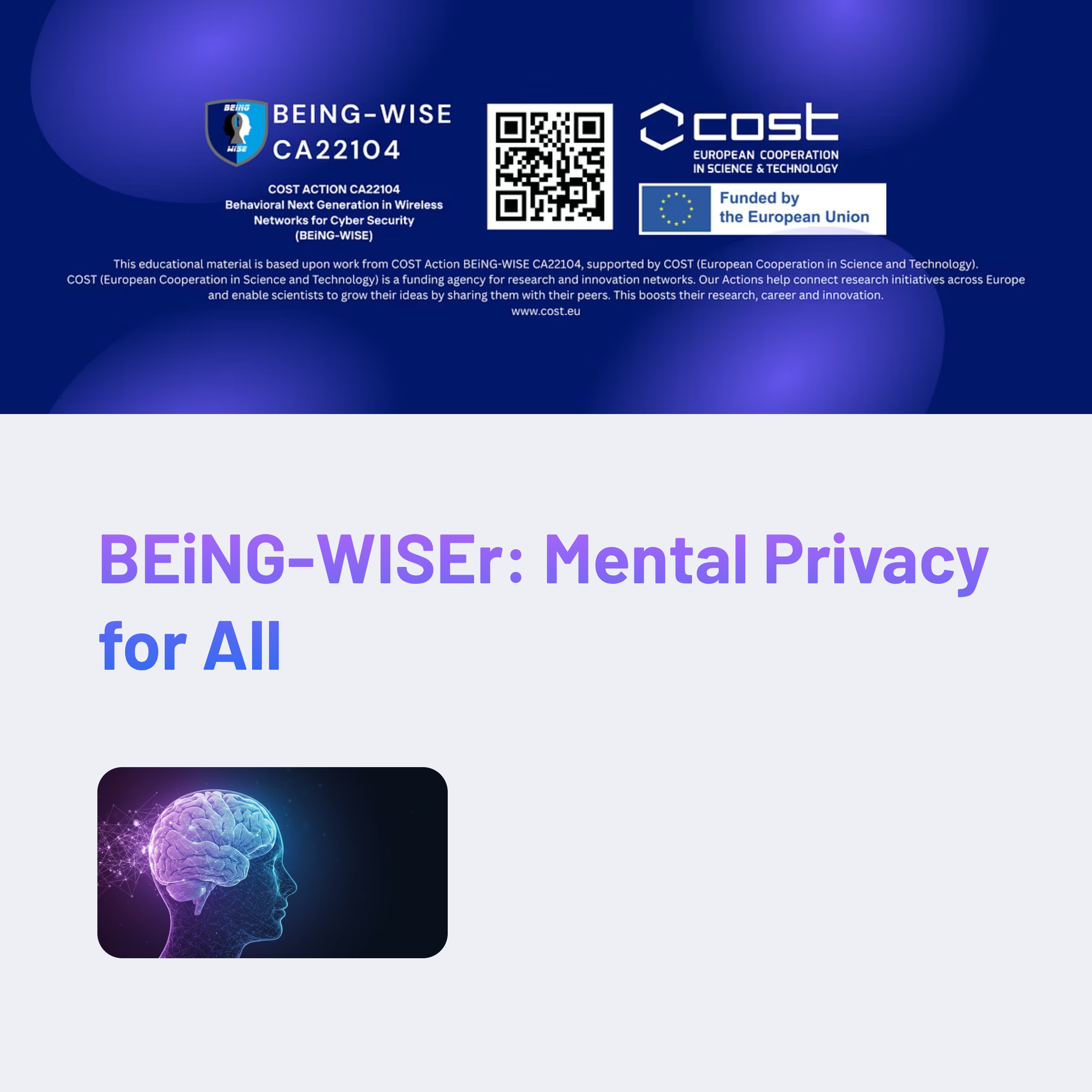 BEiNG-WISEr Mental Privacy for All Cover