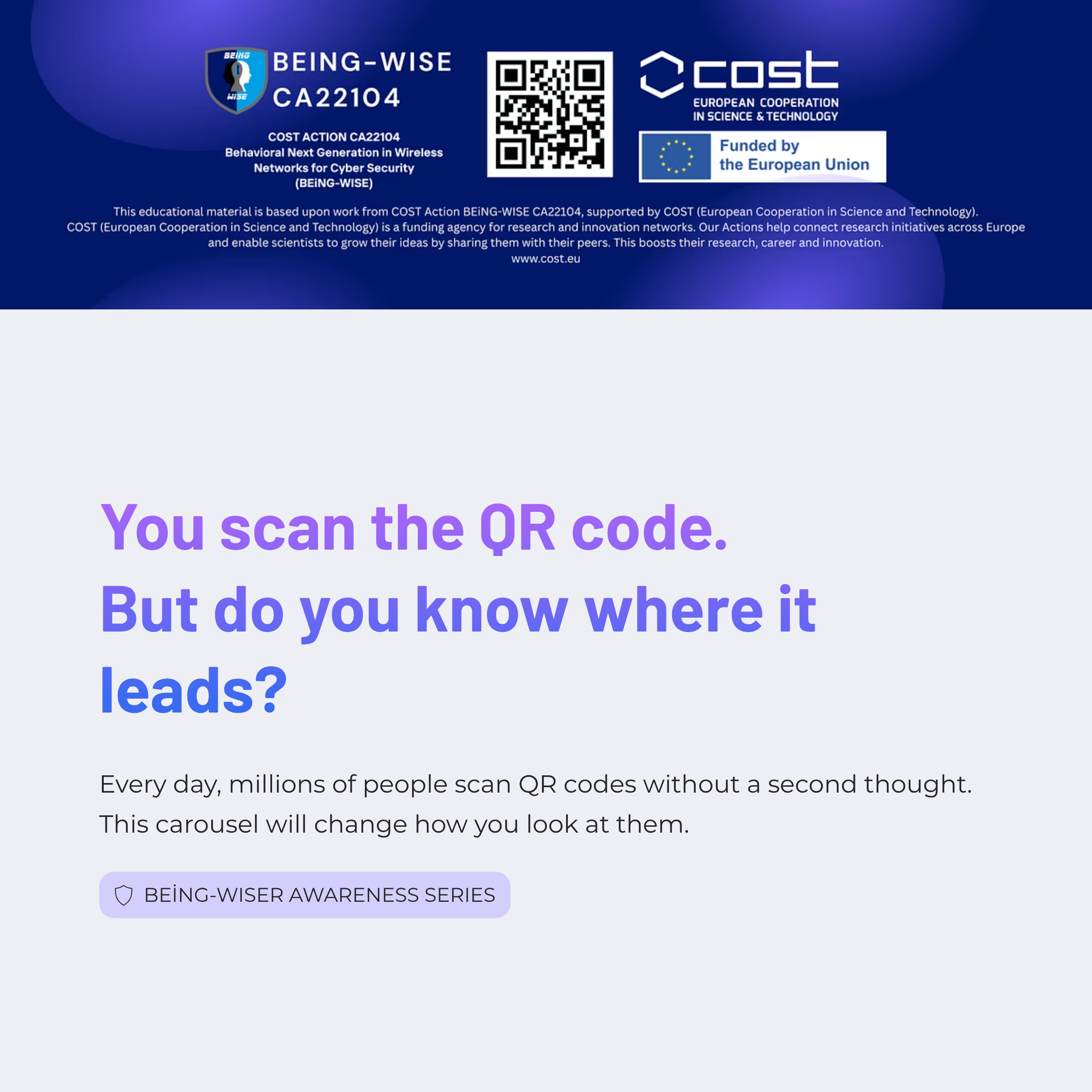 You scan the QR code Cover